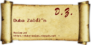 Duba Zalán névjegykártya